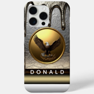 🦅 ロイヤルカスタムネームイーグルリキッドゴールドドリップラグジュアリー iPhone 15 PRO MAXケース