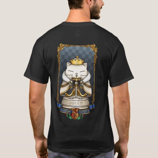ロイヤルキャットチェスのクイーン駒 Tシャツ (裏面)