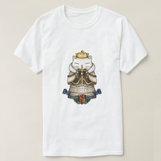 ロイヤルキャットチェスのクイーン駒 Tシャツ (デザイン正面)