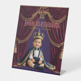 ロイヤルキング1歳の誕生日パーティーペディスタルサインのデザイン 台座サイン