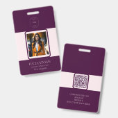 ロイヤルクリムゾンQRコード写真付社員名札 バッジ (正面＆裏面)