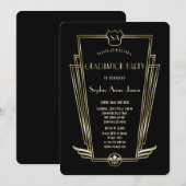 ロイヤルゴールドアートデコモノグラム卒業パーティー 招待状 (正面/裏面)