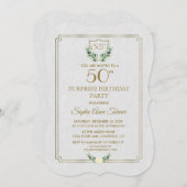 ロイヤルゴールドクレスト ラッシュグリーネリー 50歳誕生日パーティー 招待状 (正面/裏面)