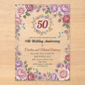 ロイヤルゴールドハチドリ 50周年結婚記念日 アクリル招待状 (正面)