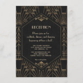 ロイヤルゴールド ブラック グレートギャツビー ウェディング レセプション エンクロージャーカード (正面)