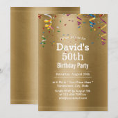 ロイヤルゴールド 50歳の誕生日パーティー 招待状 (正面/裏面)