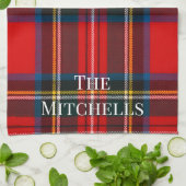 ロイヤルステュアート 赤い格子柄 オーダーメイド キッチンタオル (折り畳み)