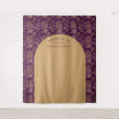 ロイヤルダマスクゴールドパープルウェディングバックドロップ タペストリー (正面)