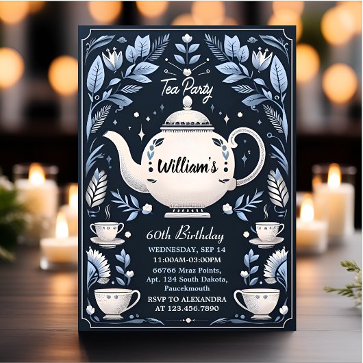 ロイヤルチックな大人の妖精ティーパーティー 60歳の誕生日 招待状