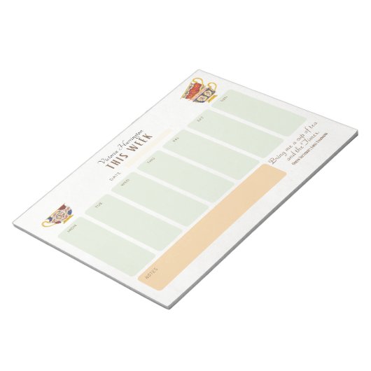 ロイヤルティー愛好家のためのパーソナライズウィークリー planner ノートパッド (アングル)