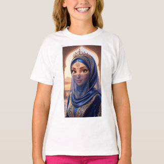 ロイヤルデザートプリンセス ヒジャブ ポートレート Tシャツ