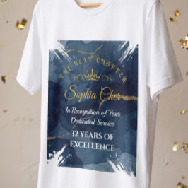 ロイヤルネイビーゴールド退職記念アワードプレートカスタムキー Tシャツ