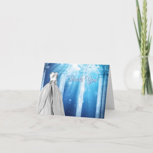 ロイヤルネイビーブルーのドレス サンクスカード サンキューカード (正面)