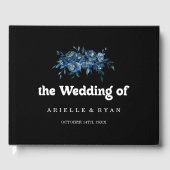 ロイヤルネイビーブルーのフラワーの結婚式 ゲストブック (正面)