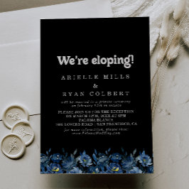ロイヤルネイビーブルーのフラワープランElopement Reception 招待状