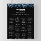 ロイヤルネイビーブルーの花のアルファベット順座席表 ポスター