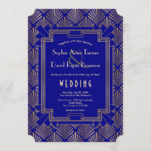 ロイヤルネイビーブルーゴールドグレートギャツビーアートデコウェディング