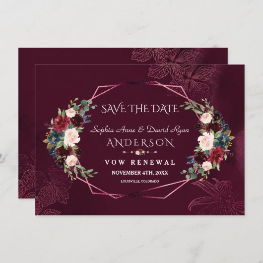 ロイヤルバーガンディーフラワーリニューアルザヴォウズセーブザデート セーブザデート (正面/裏面)