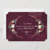 ロイヤルバーガンディーフローラル あなたは私のブライズメイドになってくれる? 招待状 (裏面)