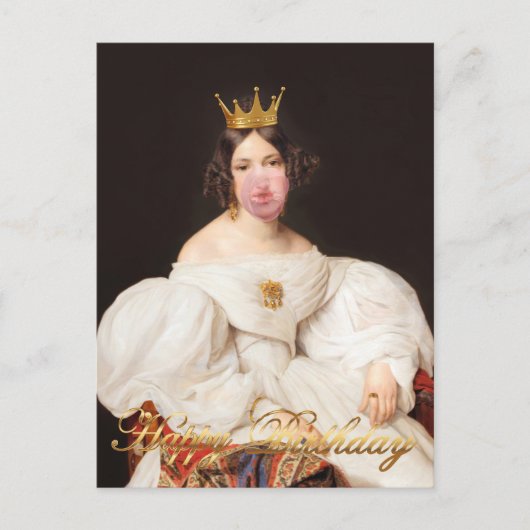 ロイヤルバースト ピンクのバブルガム ディーバ ハッピーバースデー ポストカード (正面)