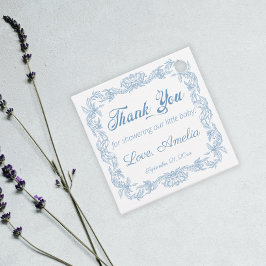 ロイヤルパウダーブルー バロック フィリグリー ベビーシャワー フェイバータグ