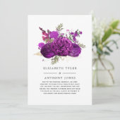 ロイヤルパープルとゴールドの花柄 ウェディングゲストリスト 案内状 (スタンド正面)