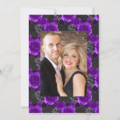 ロイヤルパープルとシルバーの花の結婚式写真 セーブザデート (裏面)