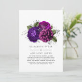 ロイヤルパープルとシルバーの花柄 ウェディングゲストリスト 案内状 (スタンド正面)