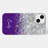 ロイヤルパープルとシルバーグリッターの華やかさ Case-Mate iPhoneケース (裏面 (横))