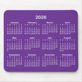 ロイヤルパープルとホワイトの2026年カレンダー マウスパッド
