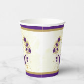 ロイヤルパープルと白い花のゴールドの花輪 紙コップ (右)