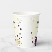 ロイヤルパープルと白い花のゴールド 紙コップ (右)