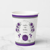 ロイヤルパープルと白い花のシルバーリース 紙コップ (裏面)