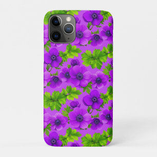 ロイヤルパープルのアネモネの花✨華やかな花のエレガンス iPhone 11 PROケース