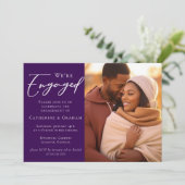 ロイヤルパープルのカップル写真エンゲージメント 案内状 (スタンド正面)