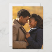 ロイヤルパープルのカップル写真エンゲージメント 案内状 (裏面)