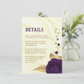 ロイヤルパープルのゴールドの花模様のマーブル細部 エンクロージャーカード (スタンド正面)