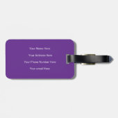 ロイヤルパープルのモノグラム 名前 クールなギフト パーティーファーバー ラゲッジタグ (裏面横)