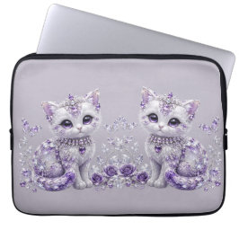 ロイヤルパープルの宝石の子猫の幻想 ラップトップスリーブ