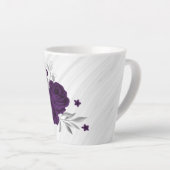 ロイヤルパープルの花とシルバーの葉の大理石 カフェラテマグ (右アングル)