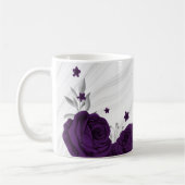 ロイヤルパープルの花とシルバーの葉の大理石 コーヒーマグカップ (左)