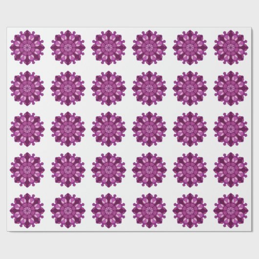 ロイヤルパープルの花の曼荼羅 ラッピングペーパー (フラット)