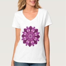 ロイヤルパープルの花の曼荼羅 Tシャツ