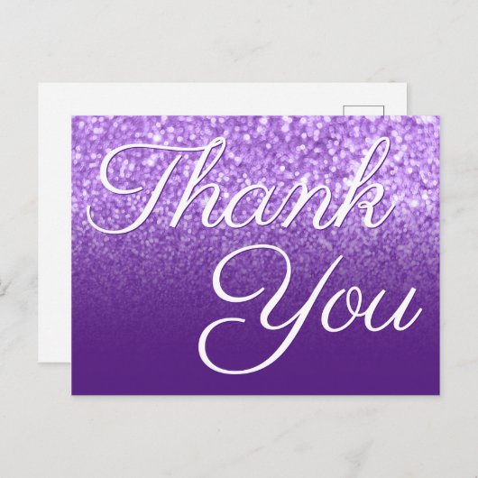 ロイヤルパープルオンブレ ボケ グリッター ありがとうございます ポストカード (正面/裏面)