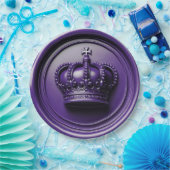 ロイヤルパープルクラウンワックスシール誕生日結婚式 ペーパープレート (パーティー)