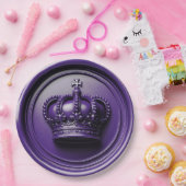 ロイヤルパープルクラウンワックスシール誕生日結婚式 ペーパープレート (パーティー)