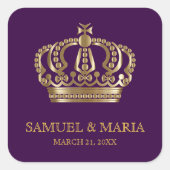 ロイヤルパープルゴールドクラウンベディングギフト スクエアシール (正面)