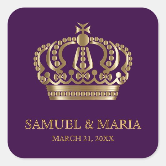 ロイヤルパープルゴールドクラウンベディングギフト スクエアシール (正面)