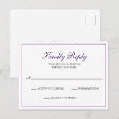 ロイヤルパープル クラシック エレガント ウェディング RSVP インビテーションポストカード (正面/裏面)