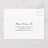 ロイヤルパープル クラシック エレガント ウェディング RSVP インビテーションポストカード (裏面)